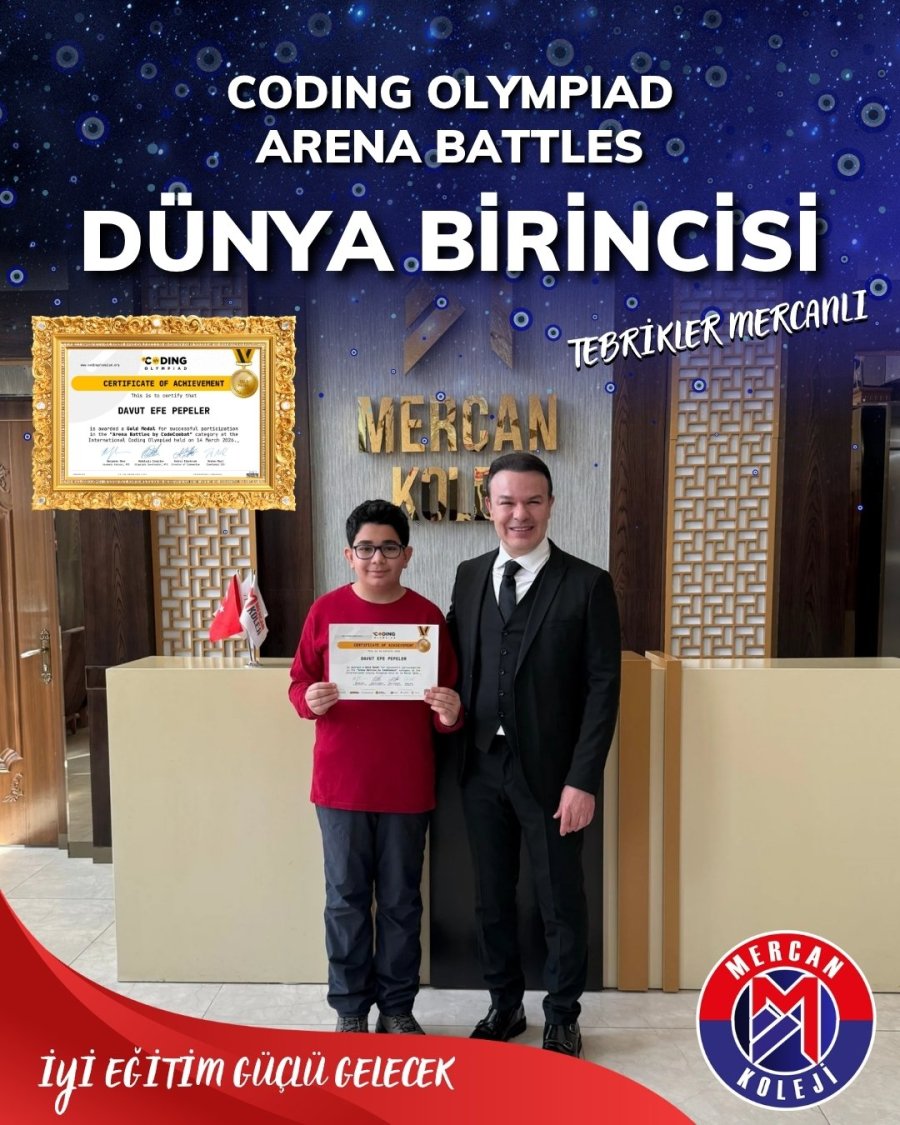 Malatya’dan Dünya Zirvesine: Mercan Koleji Öğrencisi Kodlama Olimpiyatlarında Dünya Birincisi